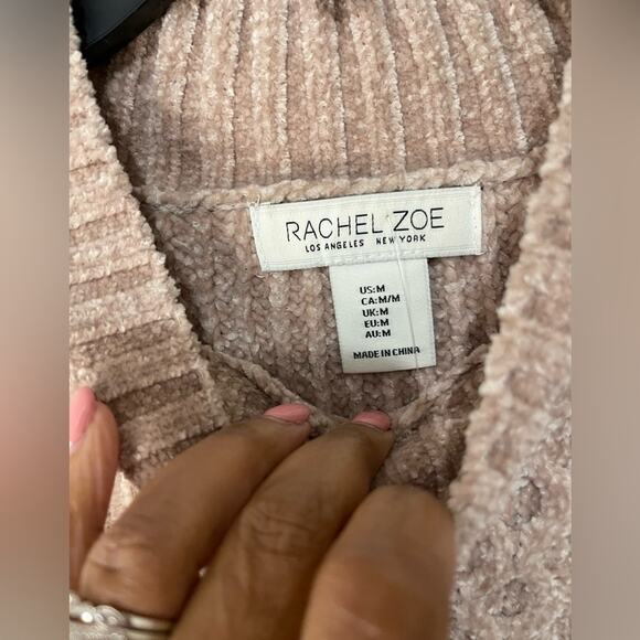 Rachel Zoe Tan Cable Knit Cozy Soft Waist Length Sweater size medium - Picture 3 of 5